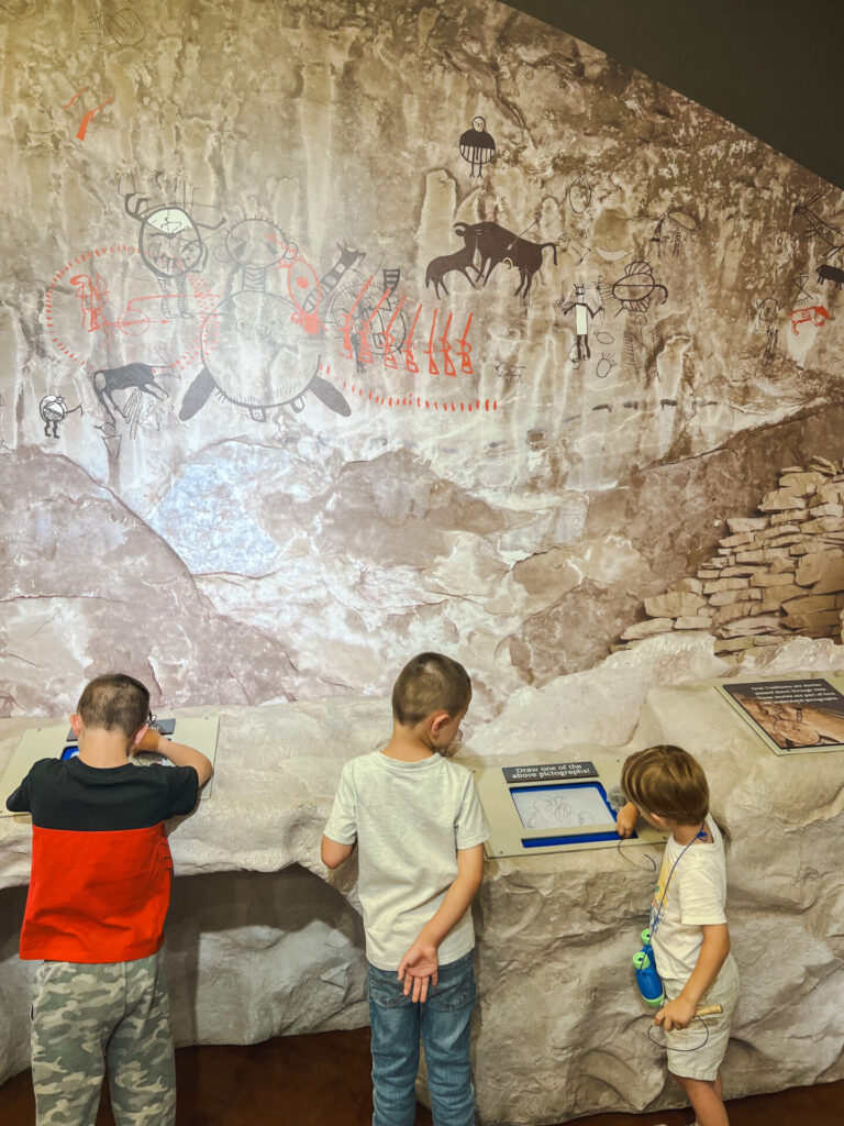 3 kids at Pictograph state park in Billings