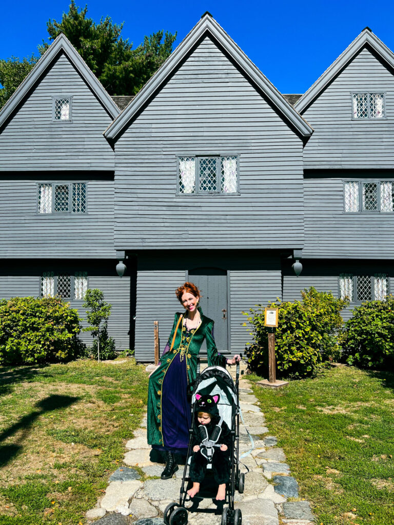 Mom and son in Hocus Pocus costumes at The Witch House 